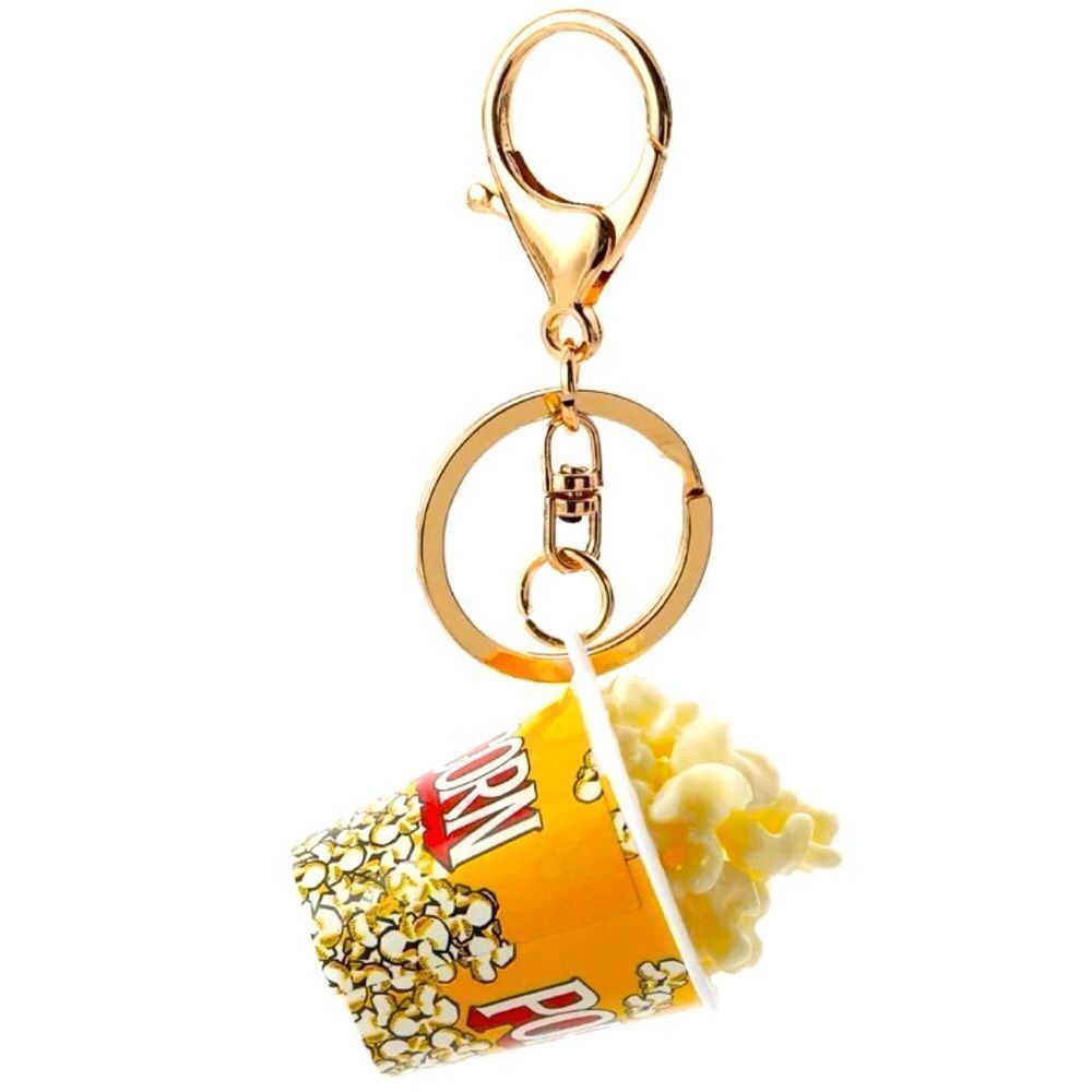 New Fun Movie Popcorn Retro Purse Charm Keychain Yellow Stocking Stuffer